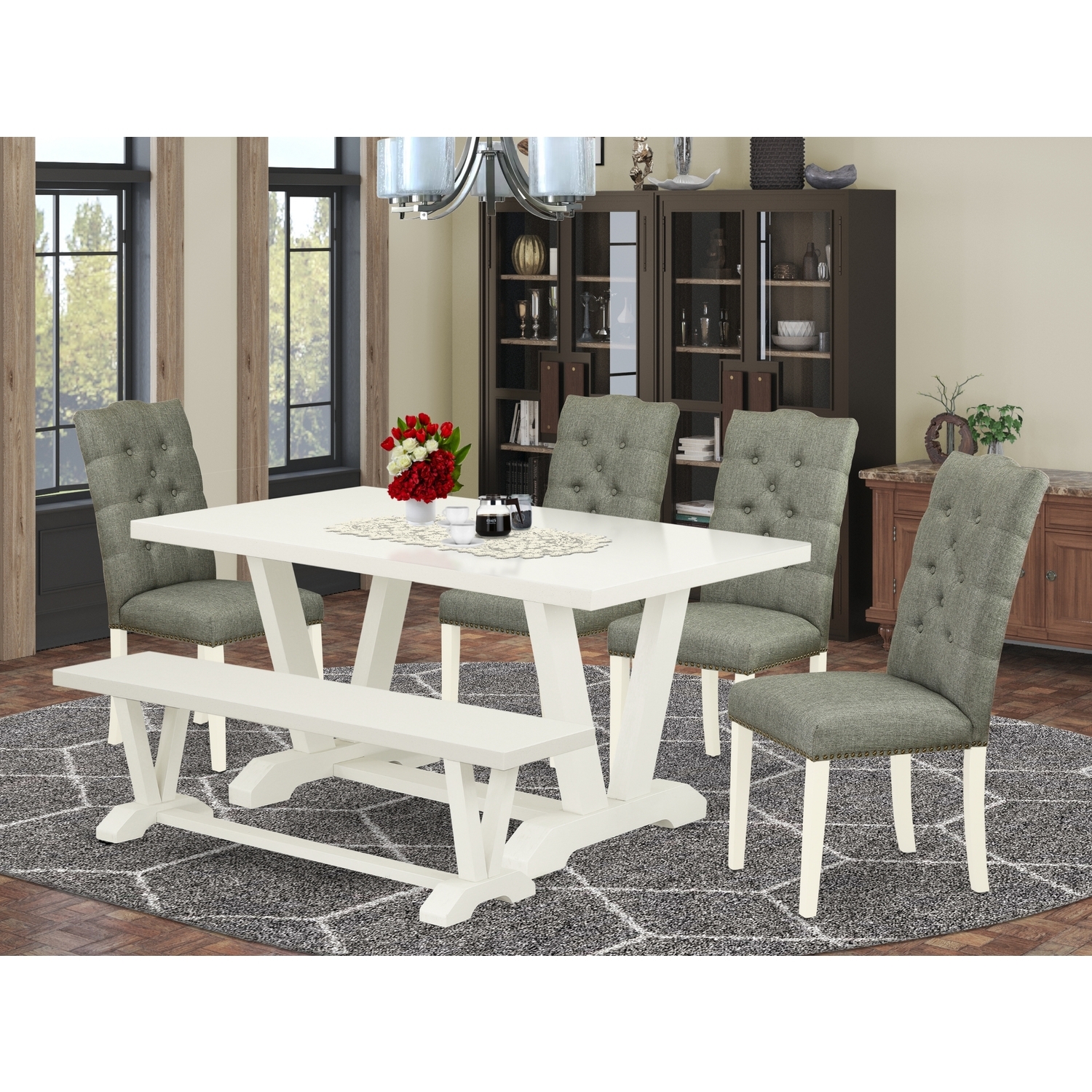 HomeStock Urban Upmarket 6-Pc Dinette Table Set-Smoke Color Linen ...
