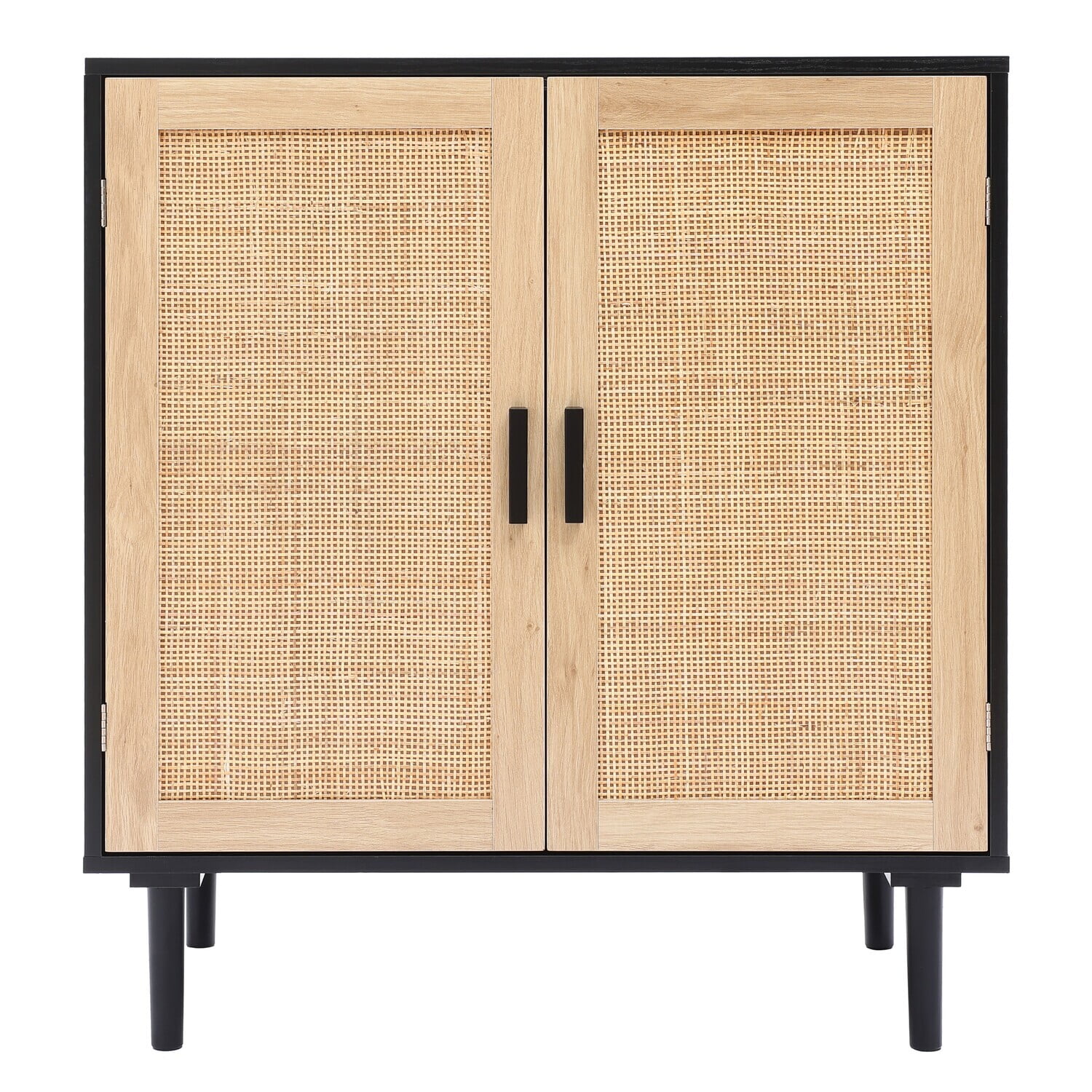 Black and Brown Wood 2-Door Freestanding Storage Cabinet