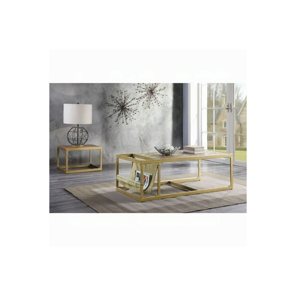 HomeStock Urban Upmarket Coffee Table, Retro Brown Top Grain Leather