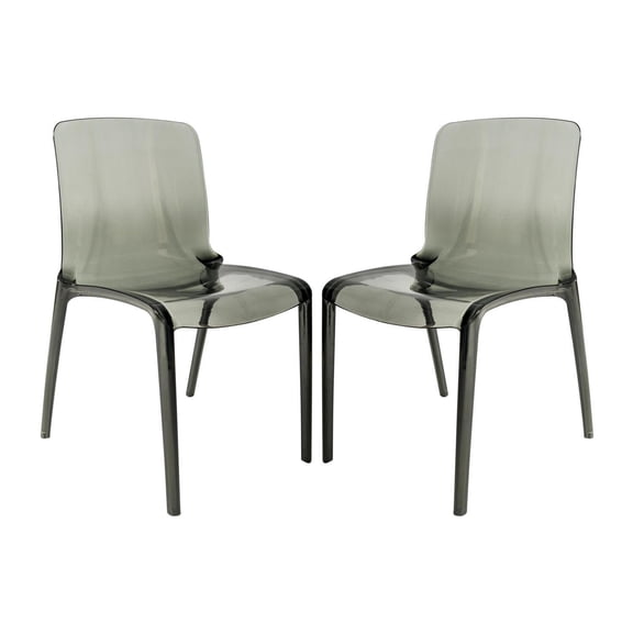 Modern Dining Chairs - Set of 2 - Clear Stackable Plastic Accent Chairs - Upmarket Design