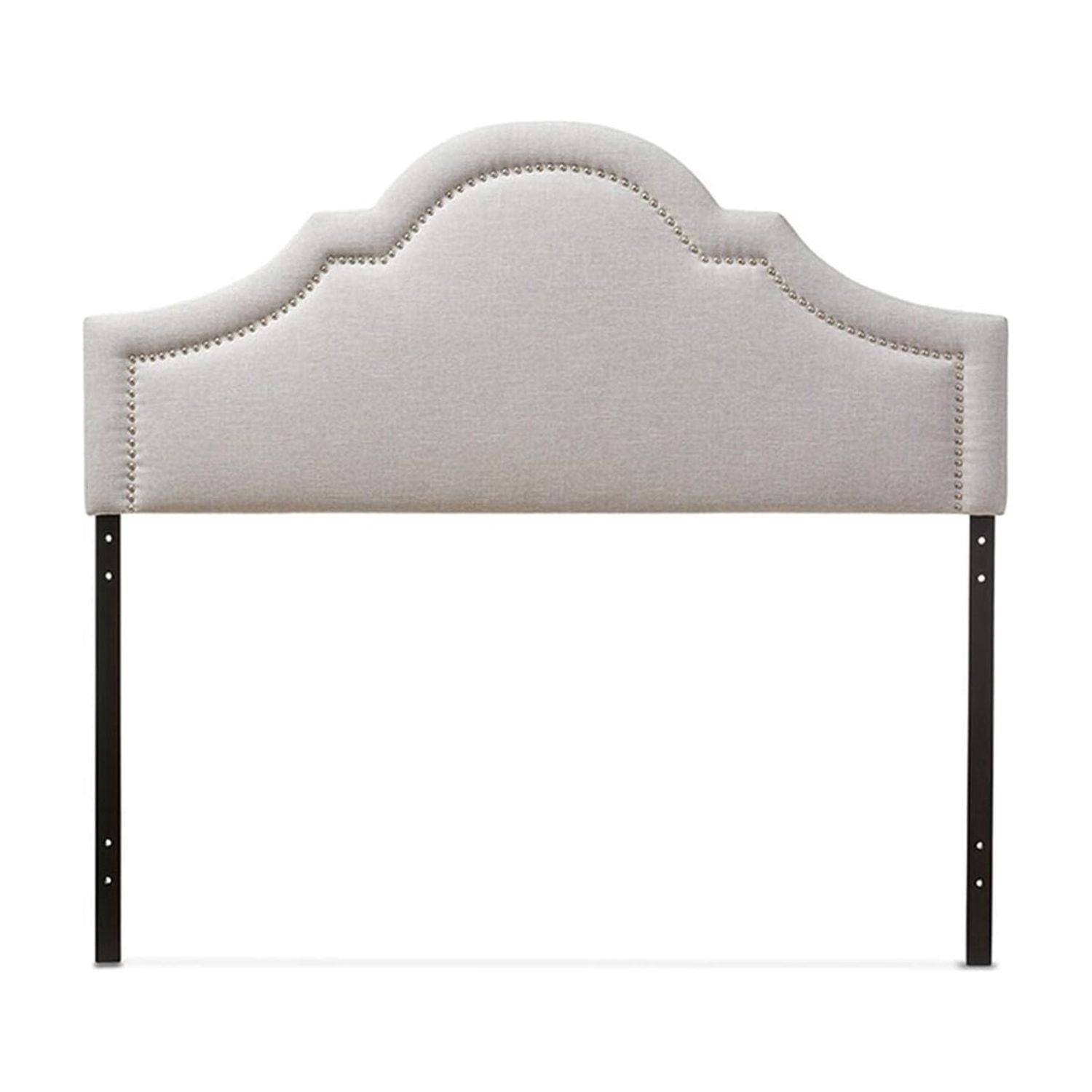 Eclectic Elegance Upholstered Headboard In Wall Mount, Stylish Nail Head Trim Design Headboard, Modern Upholstered Headboard