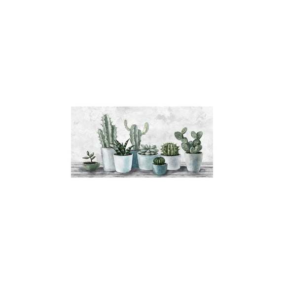 HomeStock Variety Refreshing Green Succulents Painting Print on Wrapped Canvas, 45" x 22.5", Modern Handmade Canvas Art Decor - Unique and Chic Wall Prints for Contemporary Spaces
