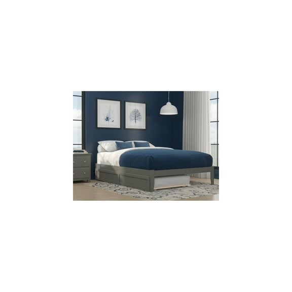 Vibes Queen Bed with USB Charger & Drawers - Grey Minimalist Design, Storage Bed Frame