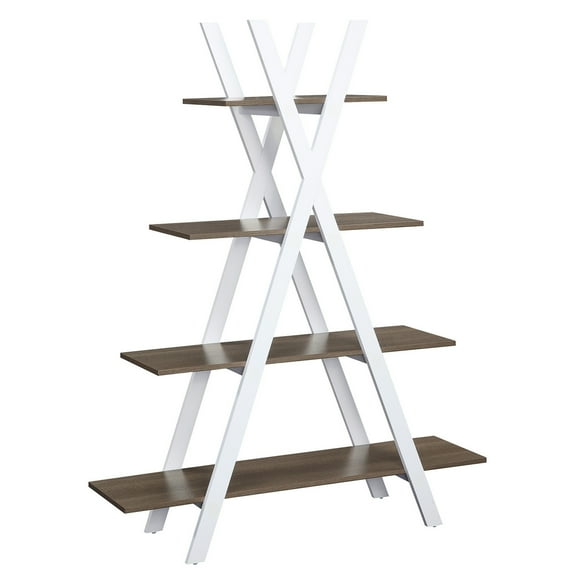 Homestock Victorian Elegance "A" Frame Bookshelf, Offering 4 Spacious Shelving Areas For Display And Storage, Designed For Any Contemporary Home, 45.75" X 13" X 59"