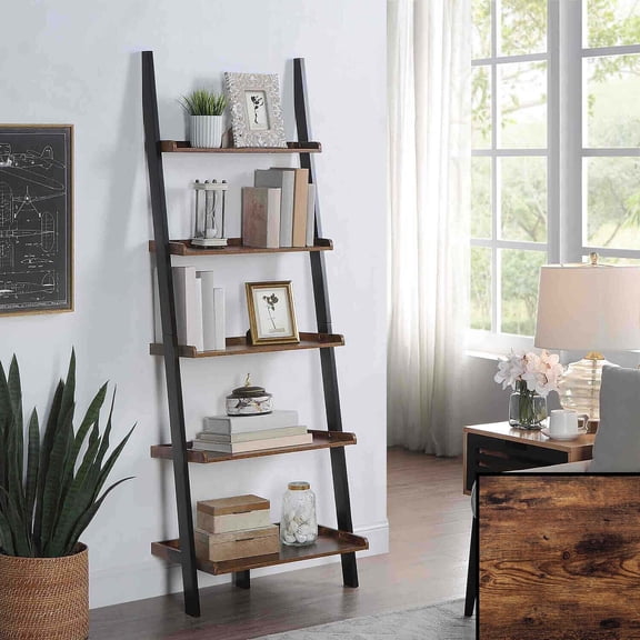 Bookshelf Ladder - 5 Tier Display Shelf - Home Decor Storage Unit - Victorian Style Bookshelf
