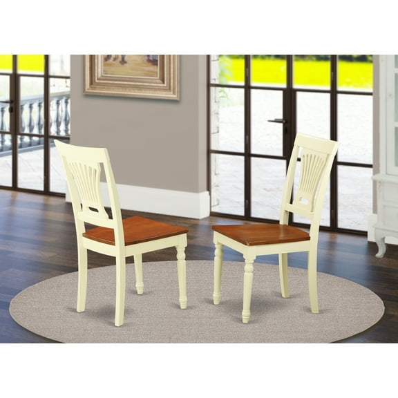 HomeStock Country Cottage Dining Room Chairs Set of 2 Solid Wood 22"D x 18"W x 37"H with Sturdy Frame, Comfortable Design, Classic Rustic Farmhouse Style-Color:Buttermilk and Cherry,Size:Wood Seat