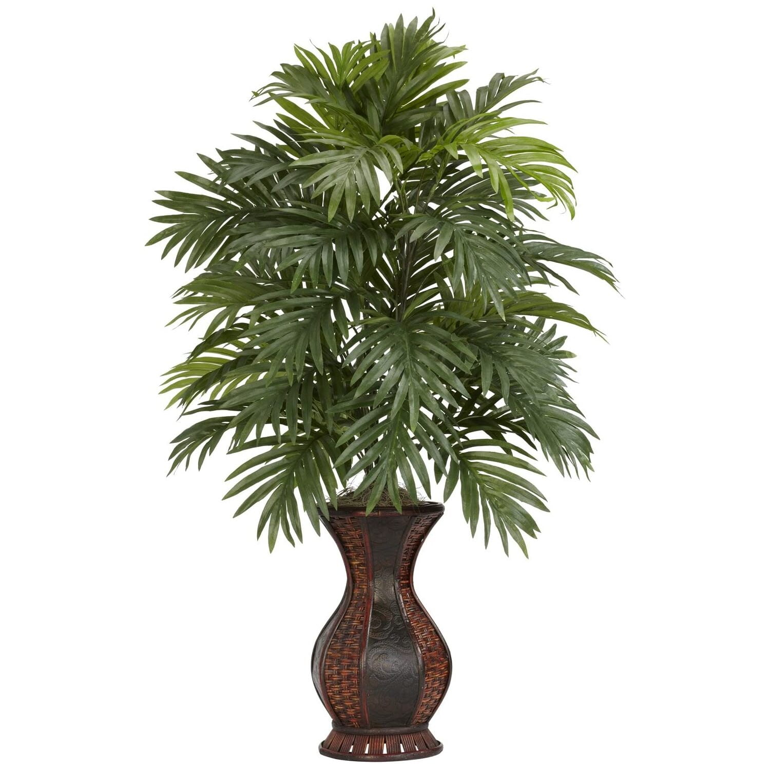 Elegant Areca Palm Silk Arrangement in Decorative Urn, 37 in.