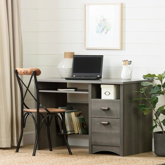 HomeStock Victorian Vibes Desk, Grey Finish, Smart Desk, Small Space Storage Desk, Computer Desk - 23.25"D x 45.88"W x 30.13"H