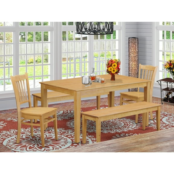 HomeStock Victorian Vibes Dining Room Set - Table For Small Spaces And 2 Kitchen Chairs Also 2 Benches