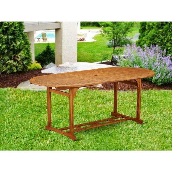 Acacia Wood Dining Table - Oval Extension Table, Rustic Outdoor Patio Table, Terrace Table, Solid Wood Table
