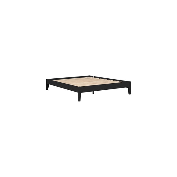 HomeStock Victorian Vibes Platform Bed - Simple Transitional Style, Black Finish, Tapered Legs, Fits Queen-Sized Mattresses, Solid Wood Construction