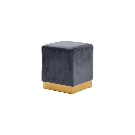 HomeStock Victorian Vibes Velvet Upholstered Ottoman/Stool, Metal Base in Chic Finish,14.5"D x 14.5"W x 17.5"H-Color:Grey and Gold
