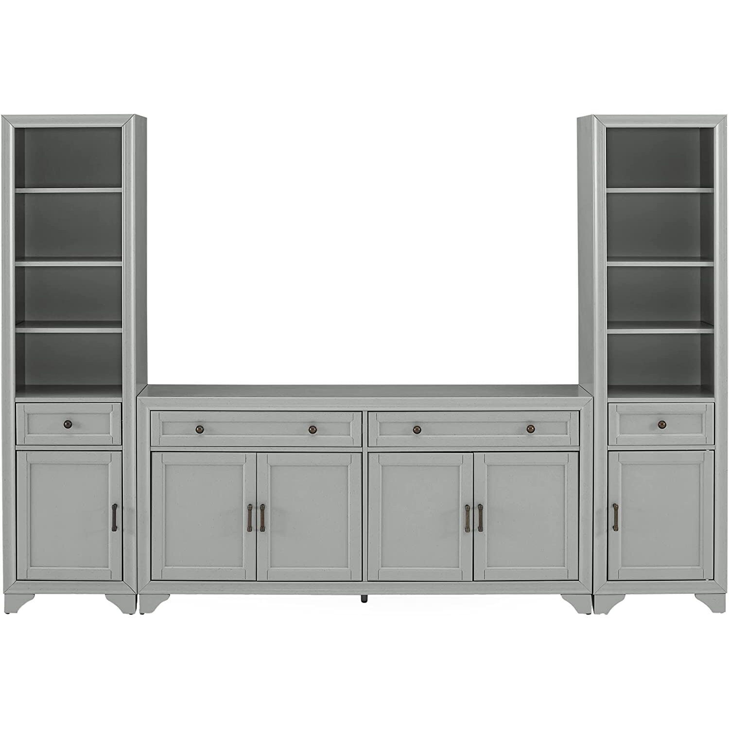 Distressed Gray Adjustable 67" Sideboard and Bookcase Set