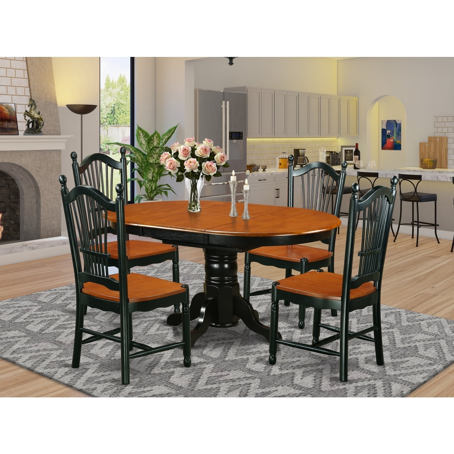 Vintage 5 Piece Dining Set - Linen White Table & Chairs - Kitchen ...