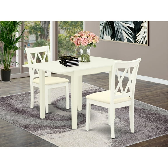 Vintage Dining Table Set for 3 - Linen White Kitchen Table & Chairs - Victorian Style Dinette Set