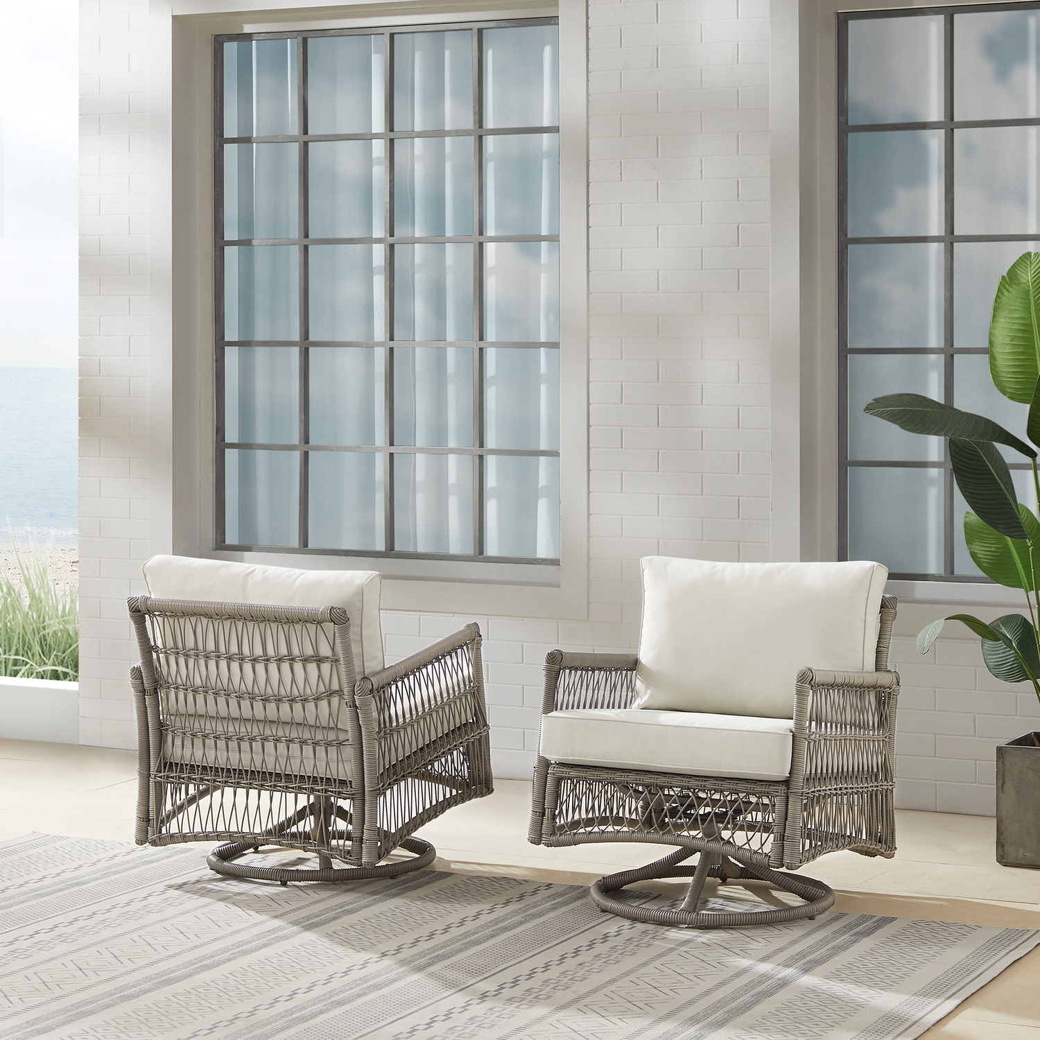 Waterproof Wicker Rocker HomeStock Victorian Virtue 2Pc Outdoor Wicker Swivel Rocker Chair Set ...