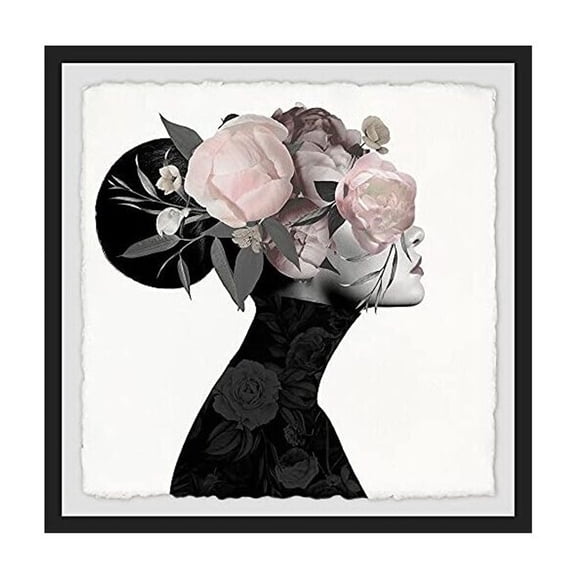 Flower Wall Art Print - Framed Canvas Painting for Living Room Decor - 40" x 40" Square