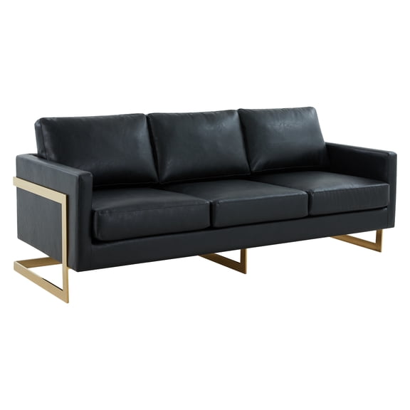 Velvet Sofa Modern Mid-Century Design Gold Frame Living Room Couch