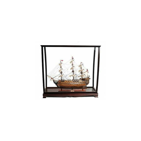 Vintage Display Case HMS Victory Midsize Floor Case Wooden Showcase Model Cabinet