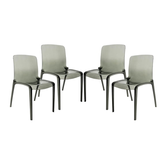 Modern Dining Chairs - Set of 4 - Vintage Style Accent Chairs - Clear Plastic Stackable Chairs