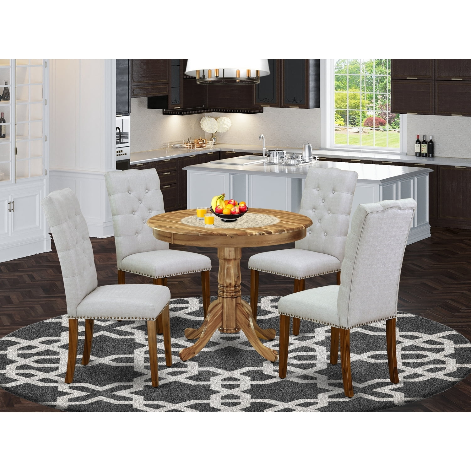 Homestock Vintage Visions 5-Piece Kitchen Dinette Set Included A Round Kitchen Table & 4 Parson ...