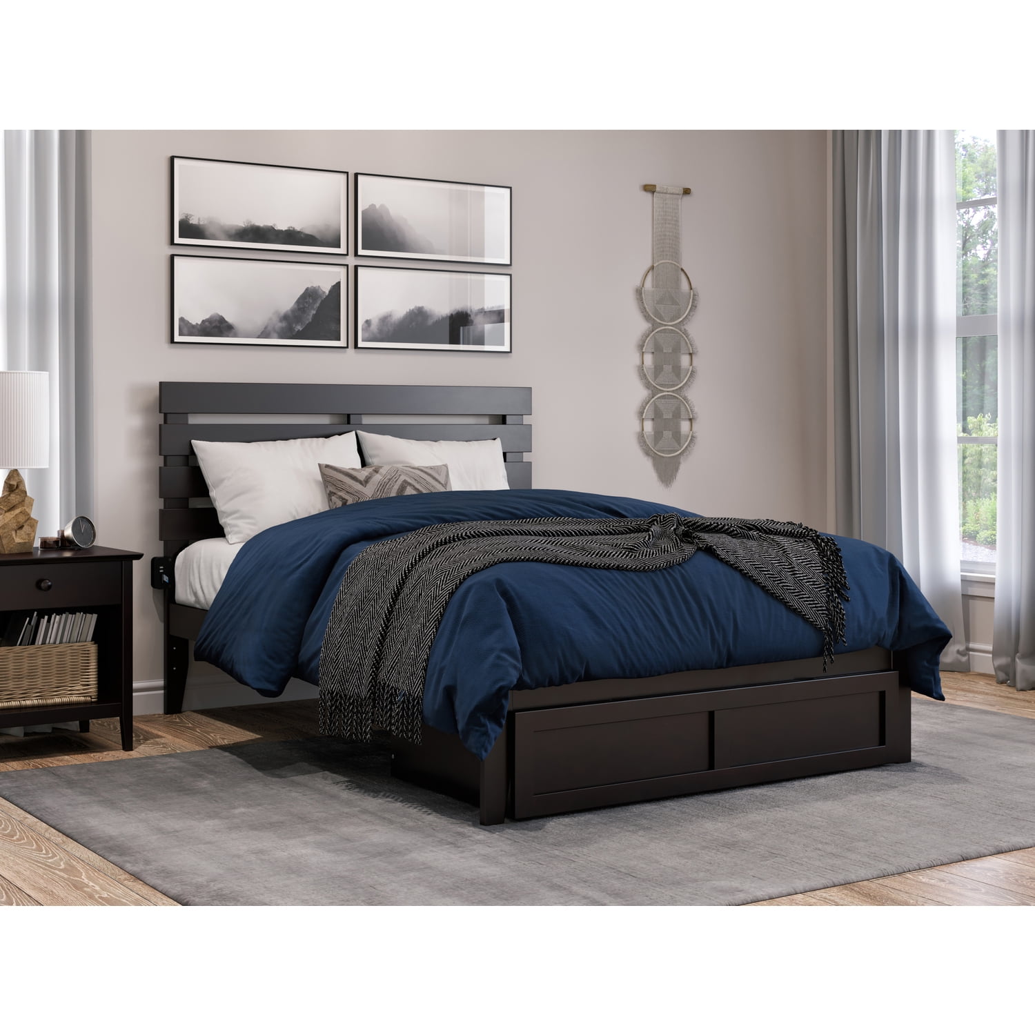 Espresso Full Bed with Foot Drawer and Slat Kit