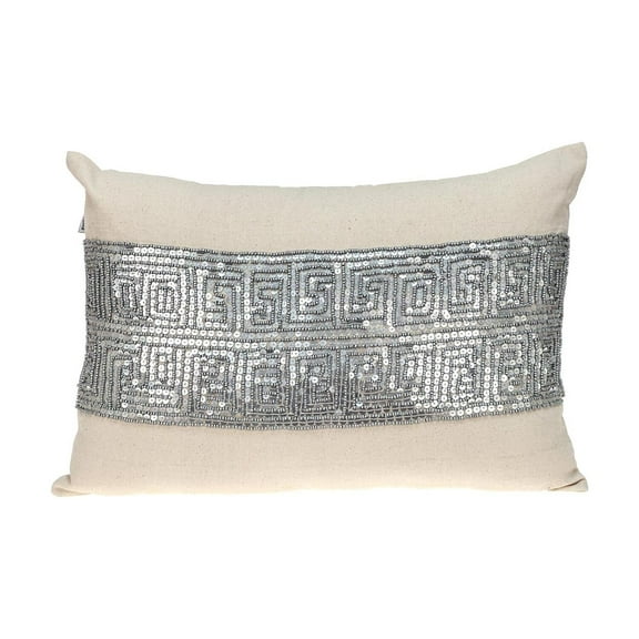 HomeStock Rustic Revival Transitional Style Throw Pillow, Modern Decorative Throw Pillows for Accent Furniture, Throw Pillow Home decor-Color:Beige and Silver