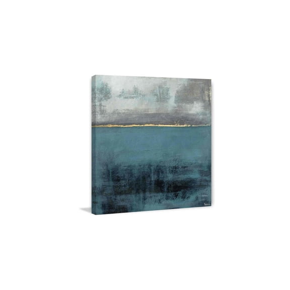 HomeStock Vintage Vogue City Lights at the Bayou End Painting Print on Wrapped Canvas, 32" x 32", Modern Handmade Canvas Art Decor - Unique and Chic Wall Prints for Contemporary Spaces