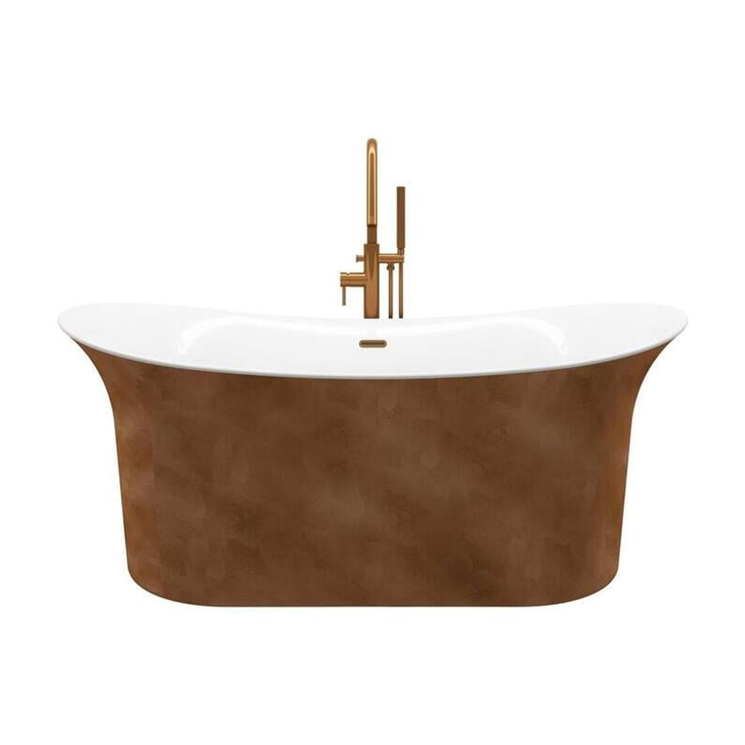 Modern Copper Leaf Acrylic Freestanding Double Slipper Bathtub