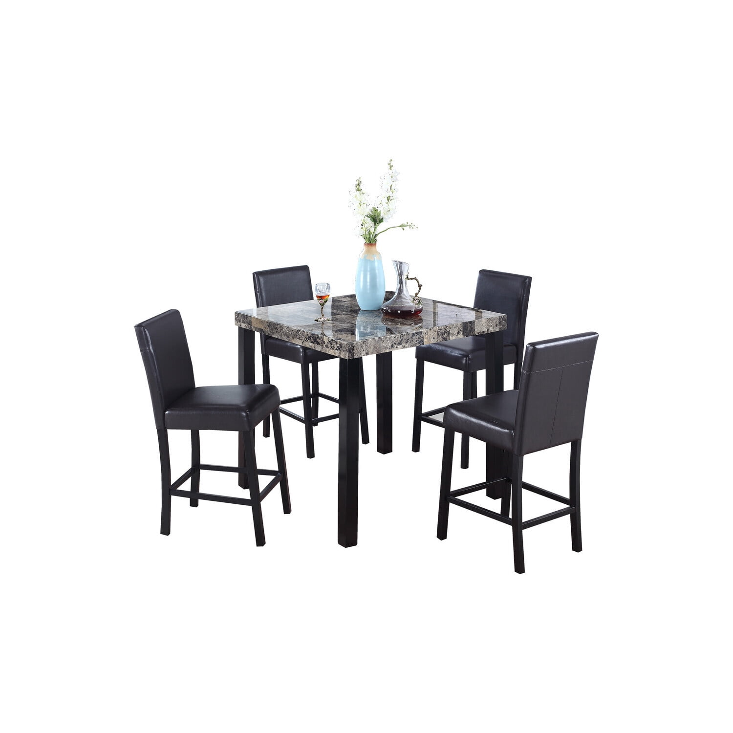 HomeStock Vintage Vogue Marble Counter Height Table 36"x36"x36" - Faux ...
