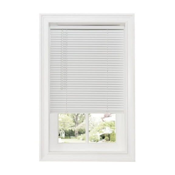HomeStock Visions 1" Room Darkening Mini Blind 60x64 White - Cordless, Tilt Wand Operation, Durable PVC, Enhanced Privacy and Simple Installation