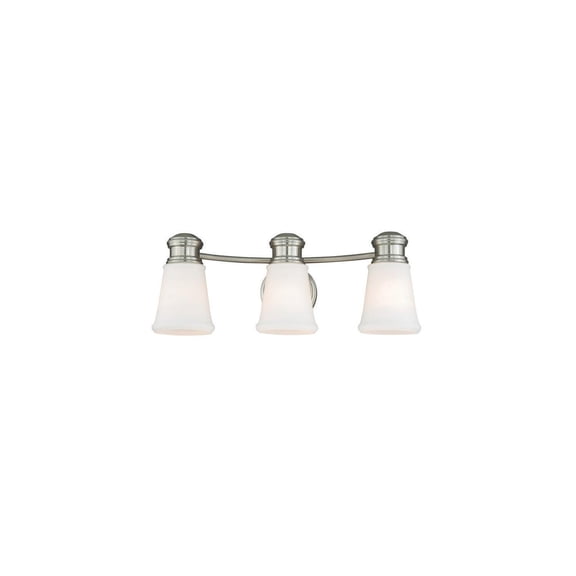 Vanity Light - Satin Nickel, Frosted Glass - Dimmable Bathroom Lighting Fixture - Kitchen & Damp Area Use