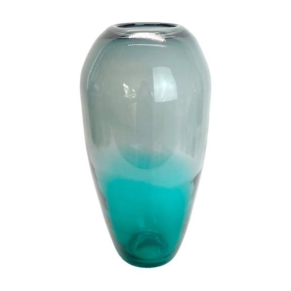 Vogue Ombre Glass Vase - Blue Gradient Decorative Accent - 7.5" Dia x 15" H