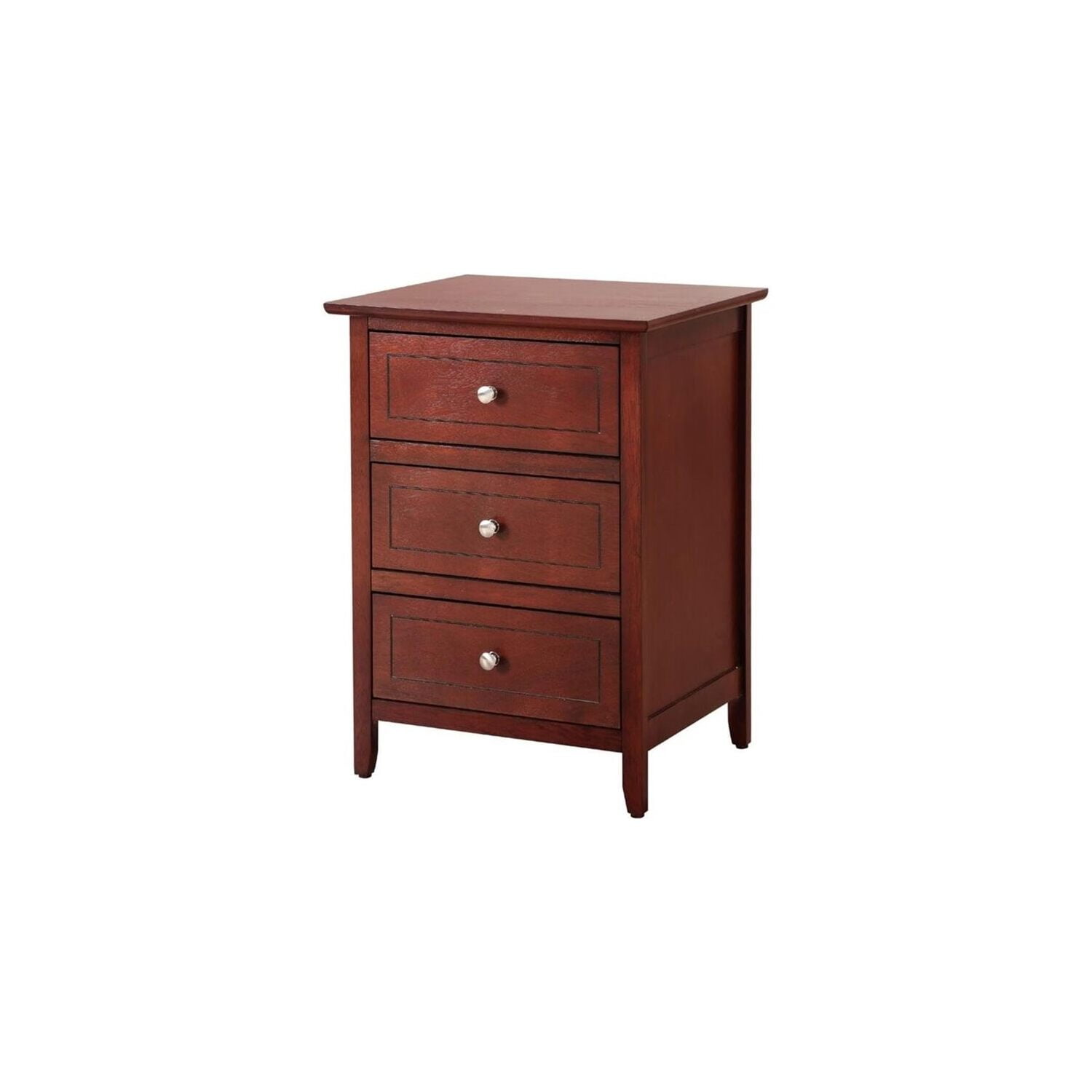 Cherry Wood 3 Drawer Nightstand with Metal Guides