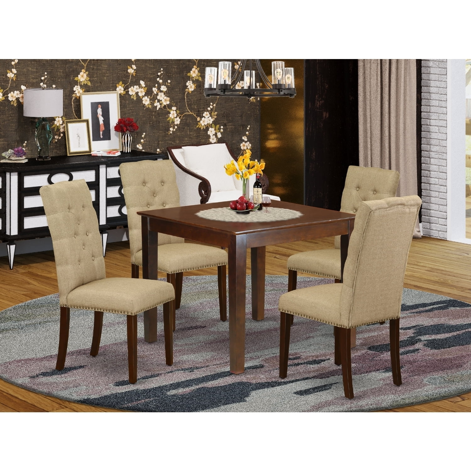 zenaoページ HomeStock Zen Zone 5-Piece Square Dining Table Set - 4 Dark