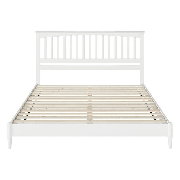 HomeStock Zen Zone King Solid Wood Low Profile Platform Bed in White