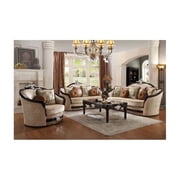 HomeStock Zen Zone Loveseat w/6 Pillows, Tan Fabric & Black