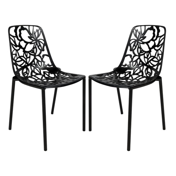 Modern Aluminum Accent Chairs - Set of 2 - Outdoor Patio Furniture - Stylish Garden Seating