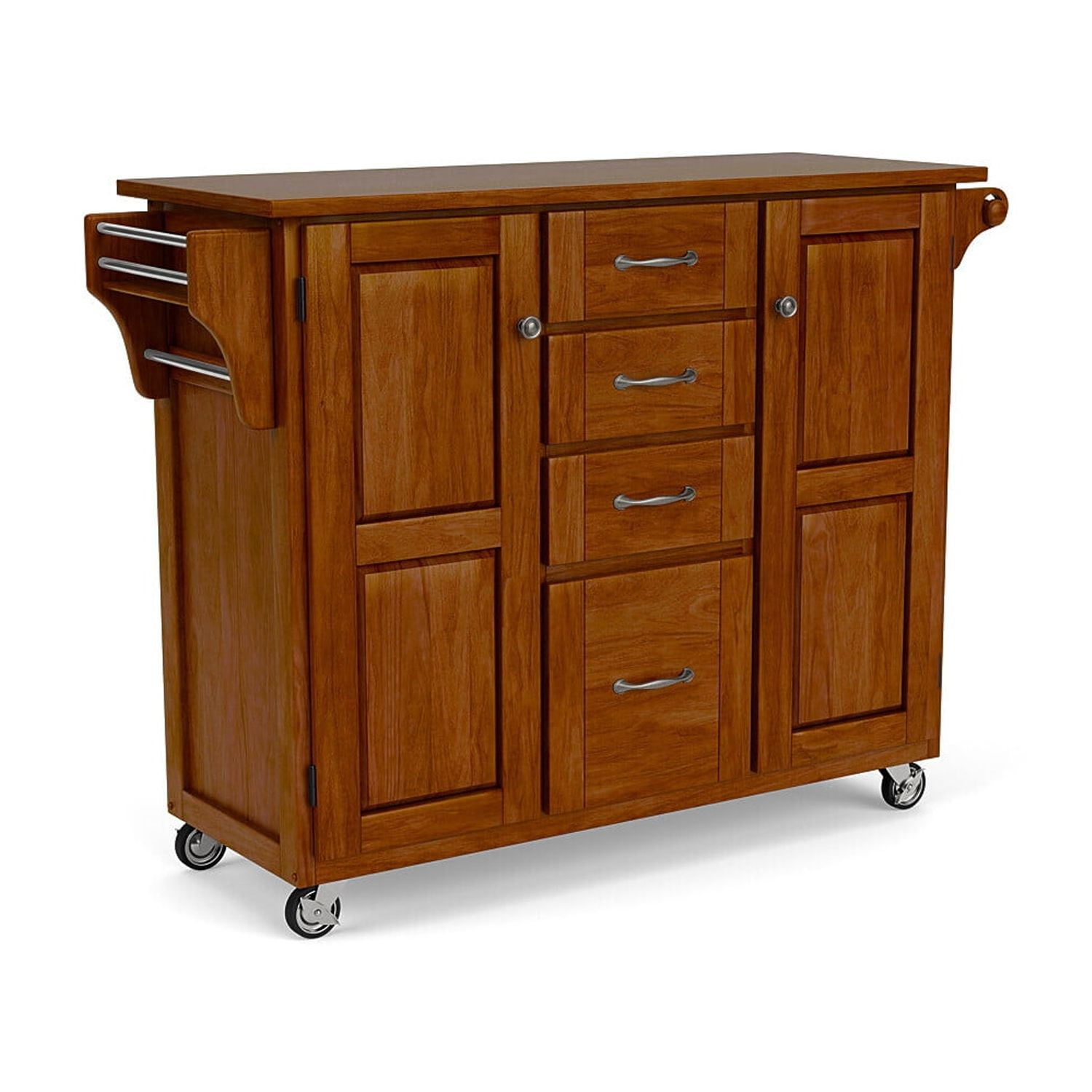 Cherry Wood Kitchen Cart with Spice Rack and Storage