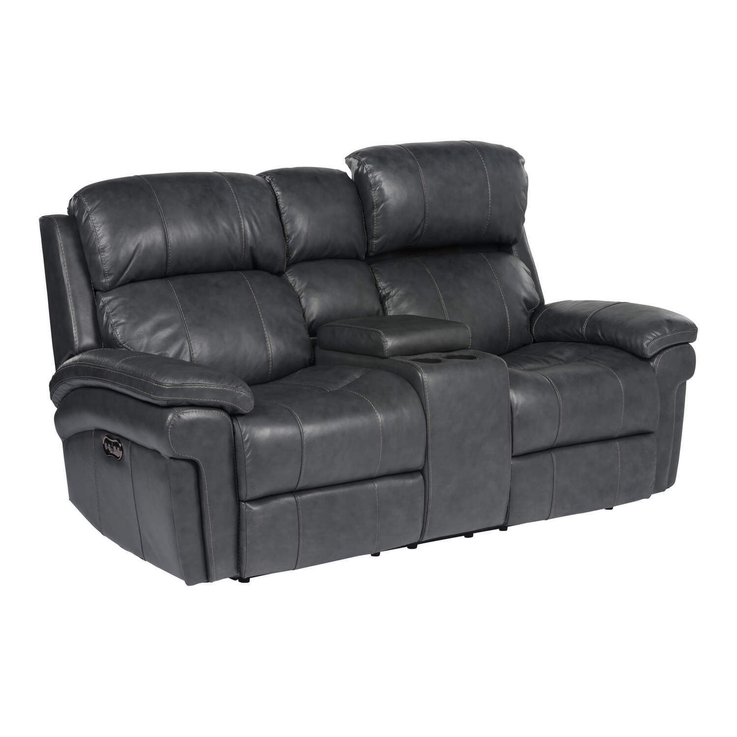 HomeStock island Interiors Leather Reclining Loveseat With Power