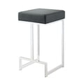 thumbnail image 1 of Modern Square Stool - 25" Height, Chrome Finish, Padded Black Seat - Stylish Accent Furniture, 1 of 1