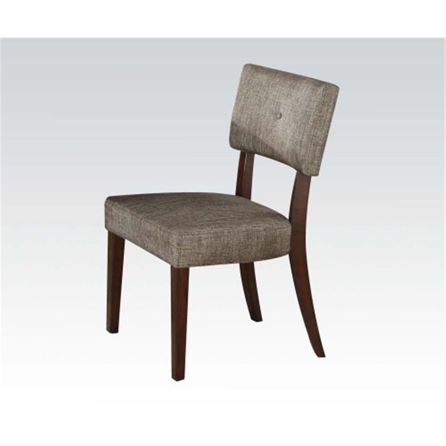 Gray Microfiber Upholstered Side Chair with Wood Legs