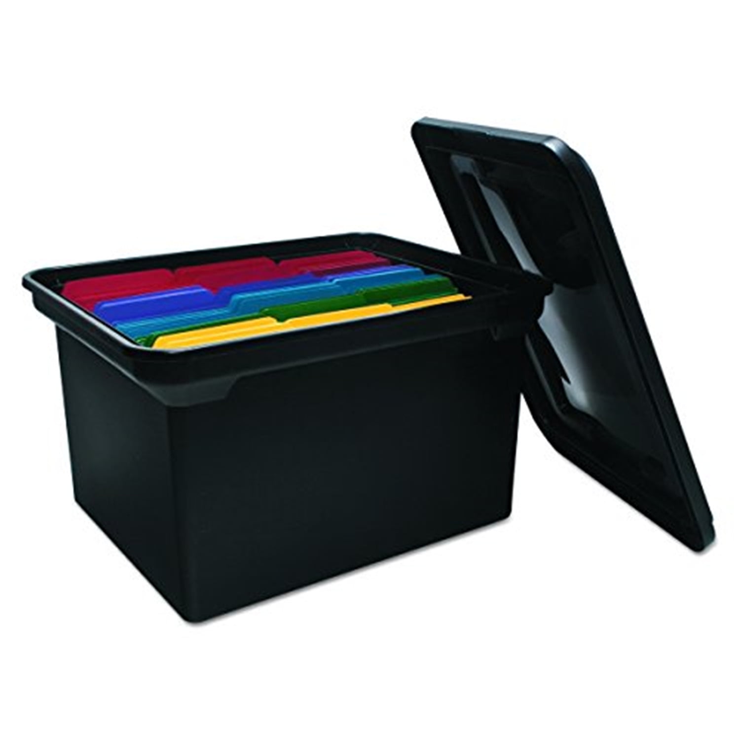 Stackable File Tote Storage Box with Lid - Plastic File Tote - Letter/Legal Size - Black ...