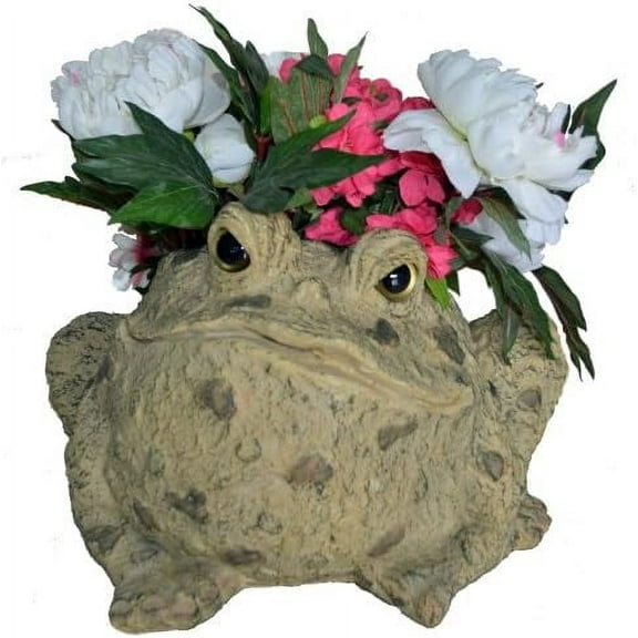 HomeStyles Extra Large Toad Planter 10.5" H Holds 6" W Pot, Natural Brown$$Garden & Patio