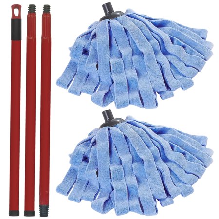 Spin Mop Set Compatible with O-Cedar QuickWring Bucket, 1 Adjustable Mop Handle (22"-46") + 2 Microfiber Cloth Mop Refills for Household Cleaning