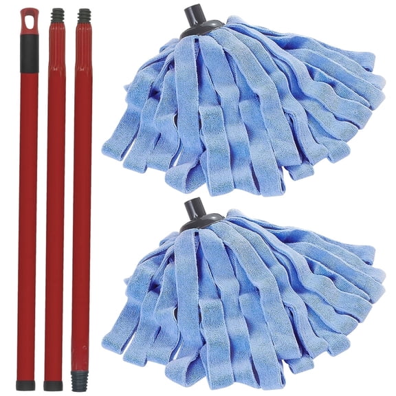 Home Times Spin Mop Set Compatible with O-Cedar QuickWring Bucket, Adjustable 22-46 Inch Handle, 2 Microfiber Mop Refills for Household Cleaning