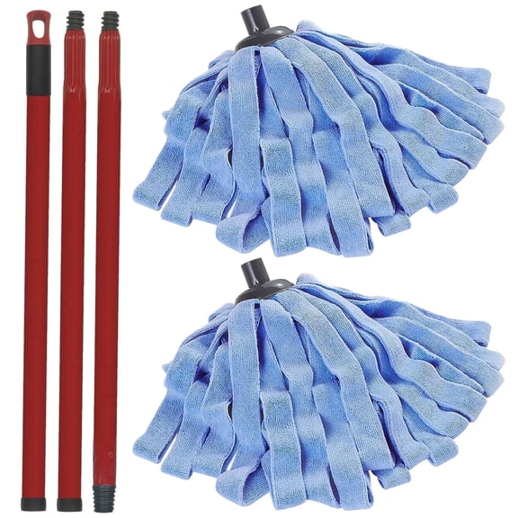 Home Times Spin Mop Set Compatible with O-Cedar QuickWring Bucket, Adjustable 22-46 Inch Handle, 2 Microfiber Cloth Mop Refills for Household Cleaning
