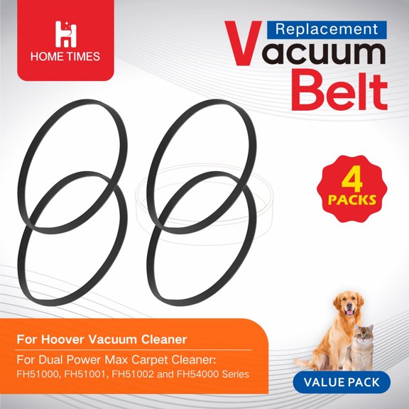 HomeTimes 4Pcs Belts for Hoover Dual Power Max Carpet Cleaner FH51000, FH51001, FH51002, FH51010, FH51000RM, FH51000NC, FH54011, FH54010, FH54000, Replace Vacuum Parts 440005536 (4 Pack)