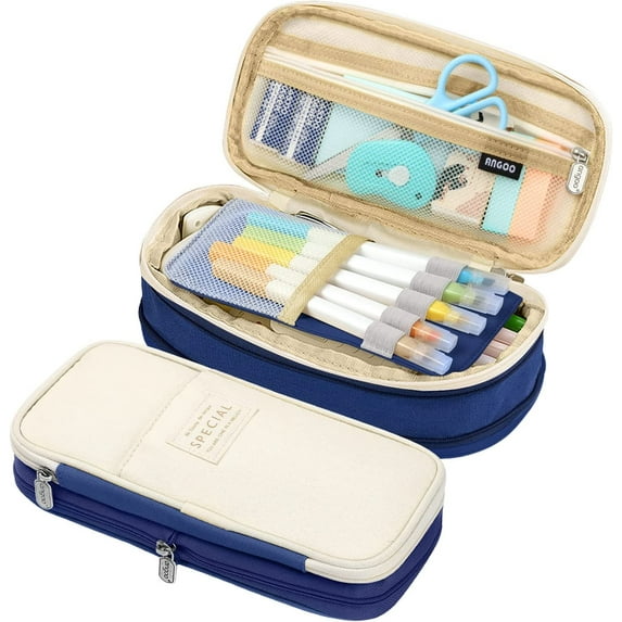 HomeTimes Canvas Pencil Cases, Navy Blue