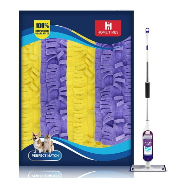 HOME TIMES 4 Pack Reusable Power Mop Refill Pads, Machine Washable Microfiber Mop Heads Compatible with SwifferPower Mop, Dry & Wet Dual Use 